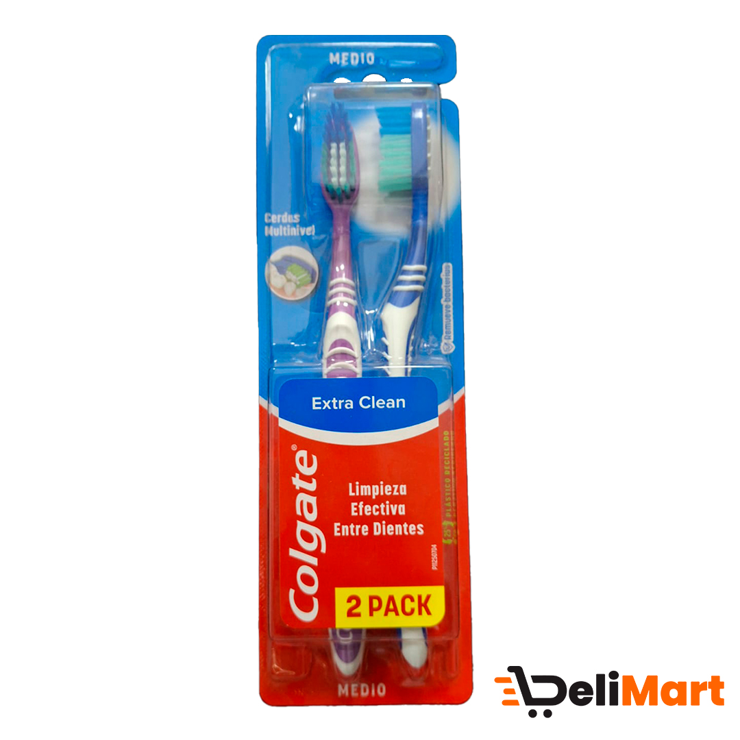 Cepillo Dental Extra Clean Colgate 2 X 1 - CERDAS MEDIO