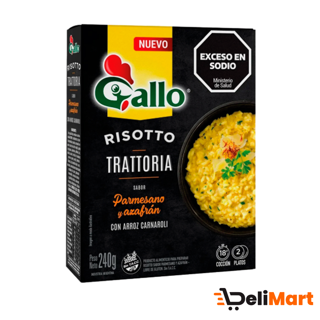 Arroz Gallo Risotto Trattoria Parmesano y Azafran Con Arroz garnaroli 240 Gr