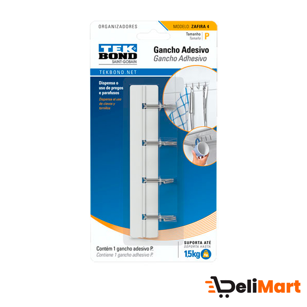 Gancho Adesivo Tek Bond Soporta 1.5 Kg