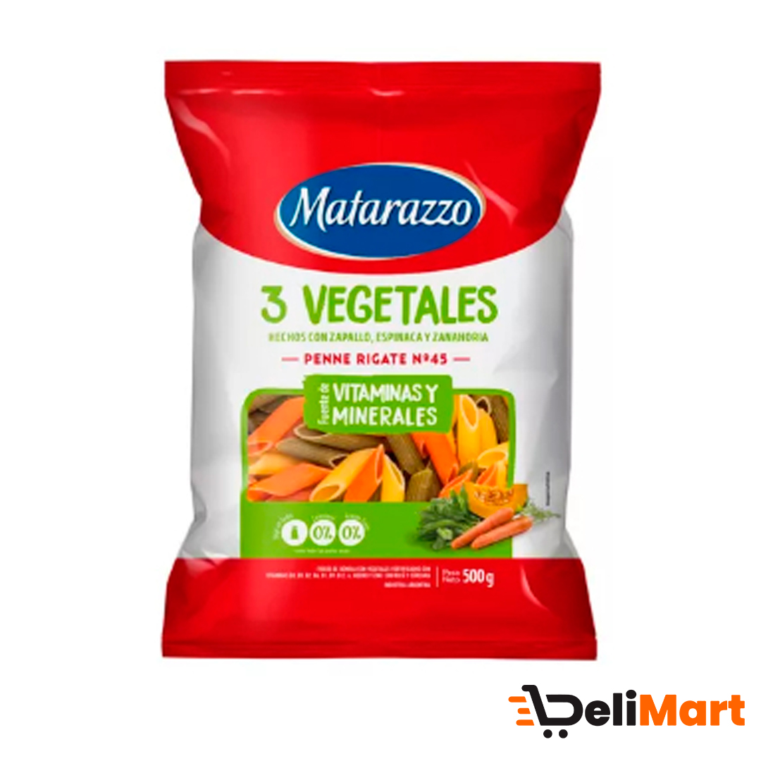 Fideo Pene Rigate 3 vegetales 500 Gr