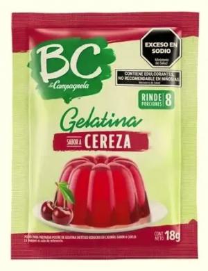 Gelatina Sabor Cereza BC 18 Gr