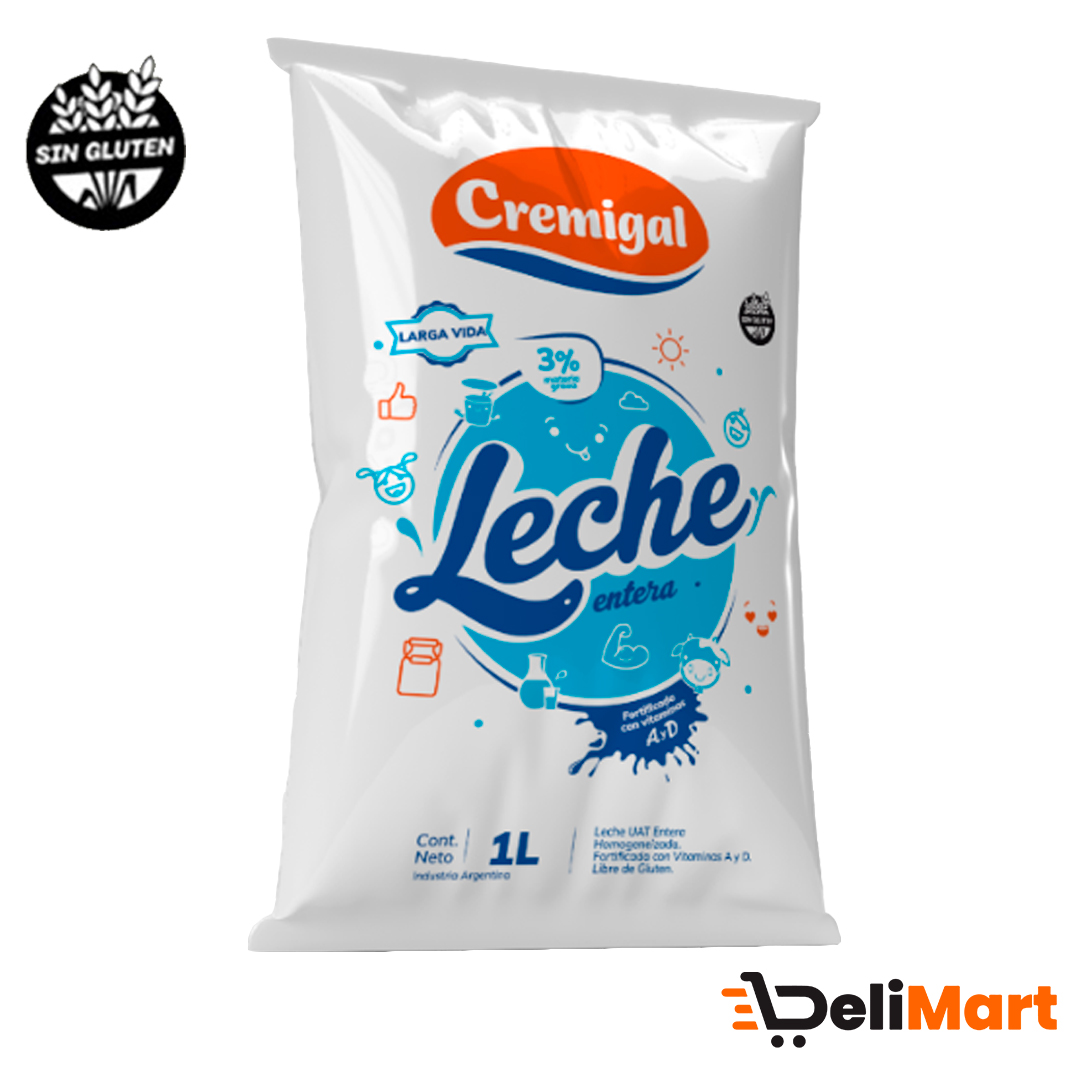 Leche Entera Sachet Larga Vida Cremigal 1 LT