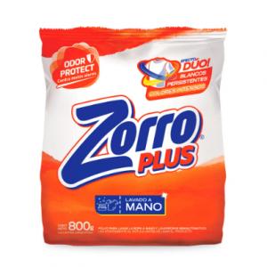Jabón en Polvo Zorro Plus Lavado a Mano 800 G