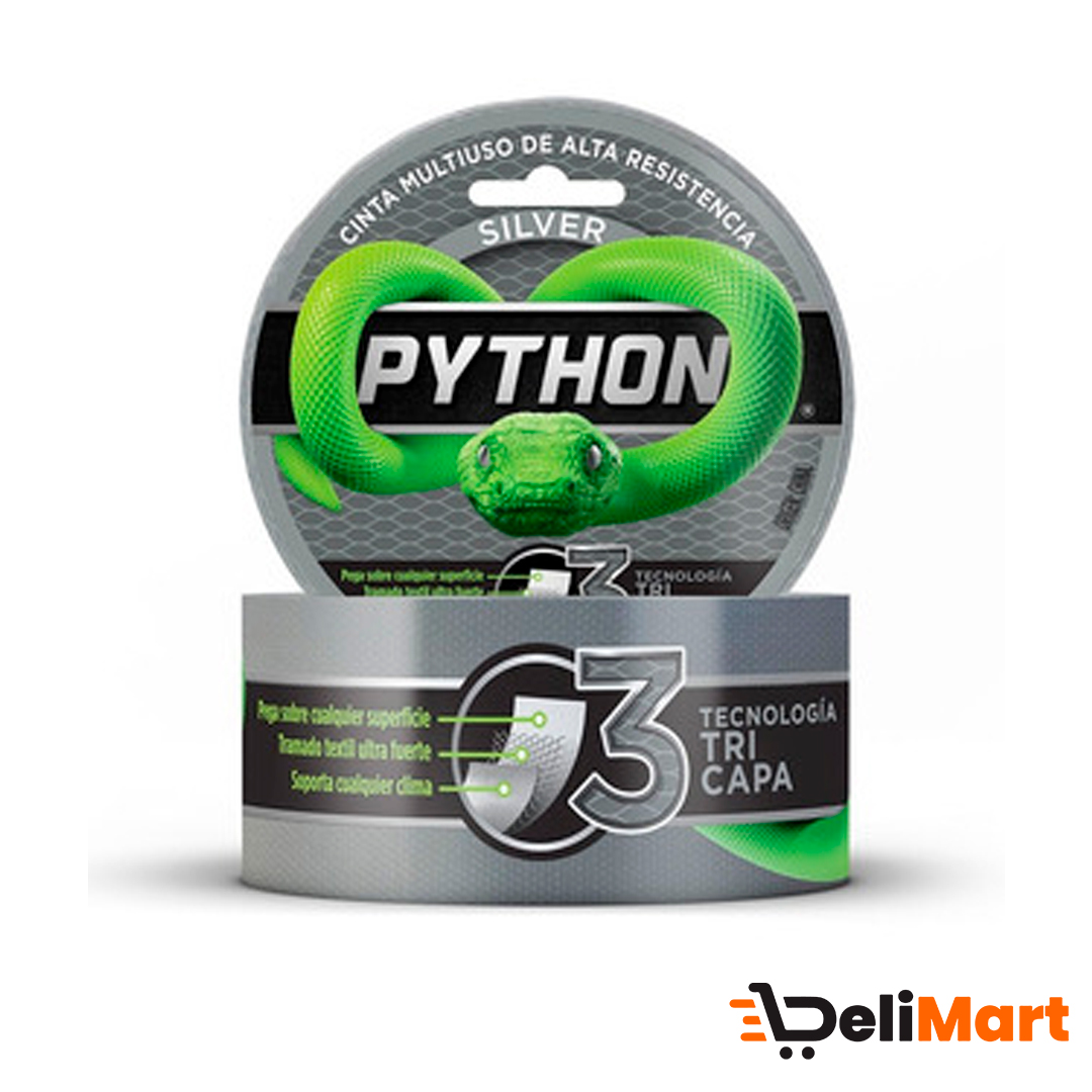 Cinta Multiuso De Alta Resistencia Python Color Silver 48mm x 9 M