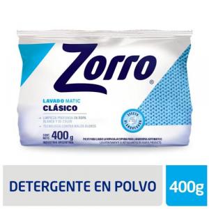 Jabon en Polvo Baja Espuma Zorro Clasicos x 400 gr