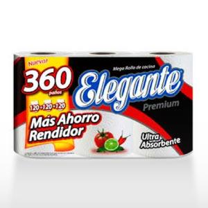 Rollo De Cocina Doble Hoja Elegante Premium 3 rollos x 120 Paños