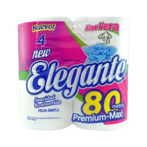 Papel Higienico Elegante Aloe Vera Premium-Max 4 rollos x 80 m x 10 Cm