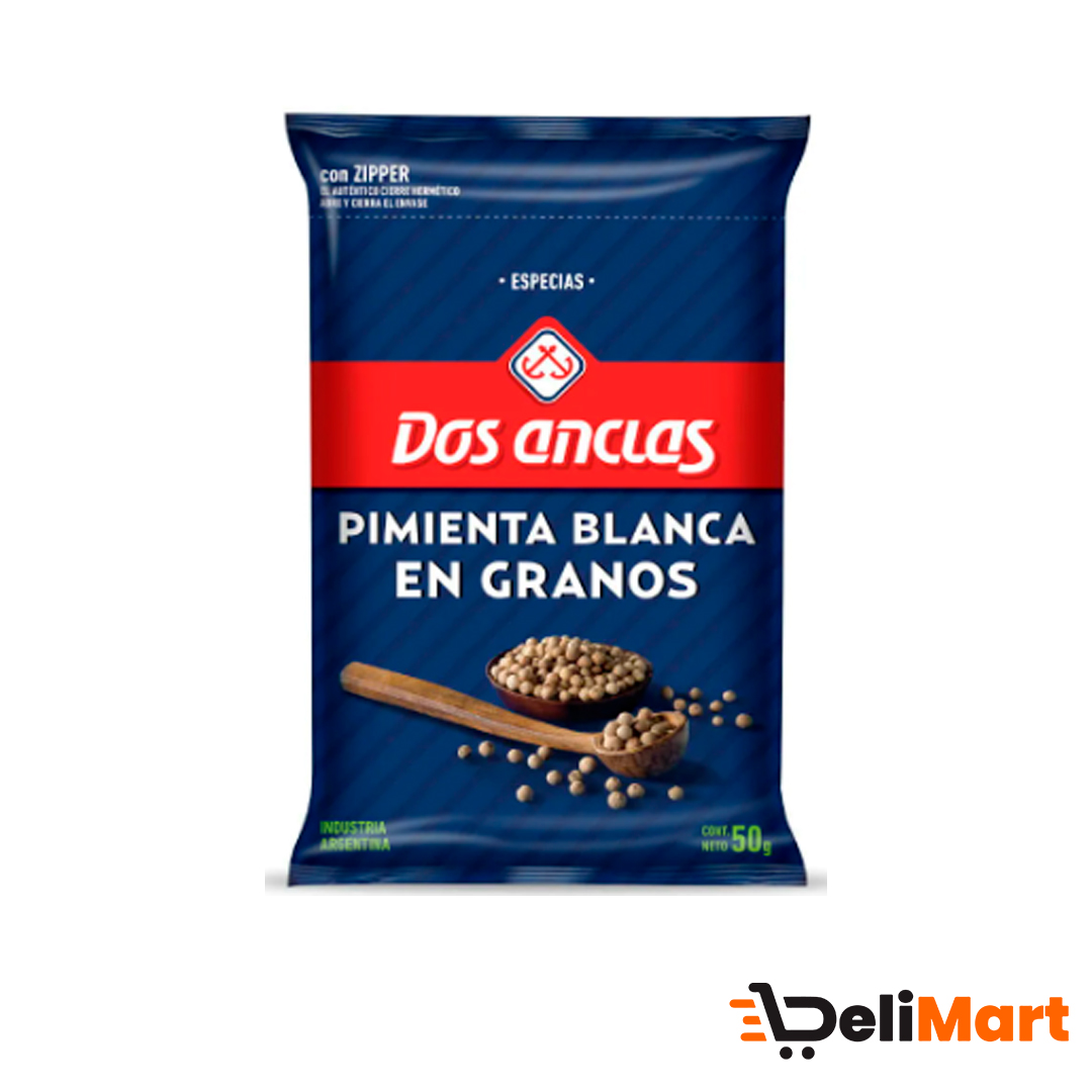 Condimento Pimienta Blanca En Grano Dos Anclas x 50 Gr
