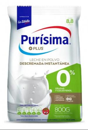 Leche En Polvo Descremada Purisima 800 Gr