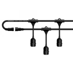 Guirnalda Negra x 10mts x 20 Portalamparas Apto Para Exterior Macroled