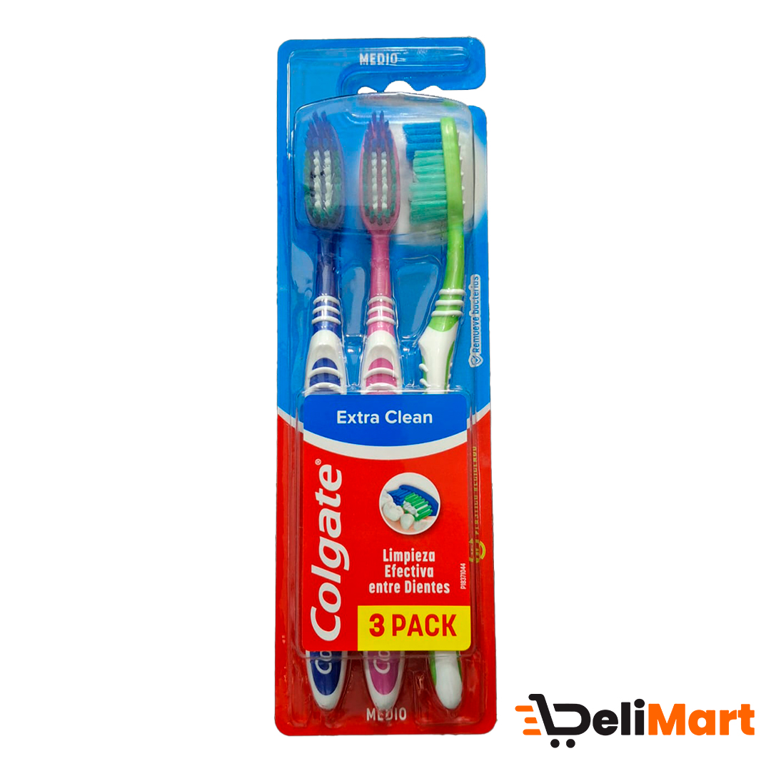 Cepillo Dental Extra Clean Colgate 3 u - CERDAS MEDIANA