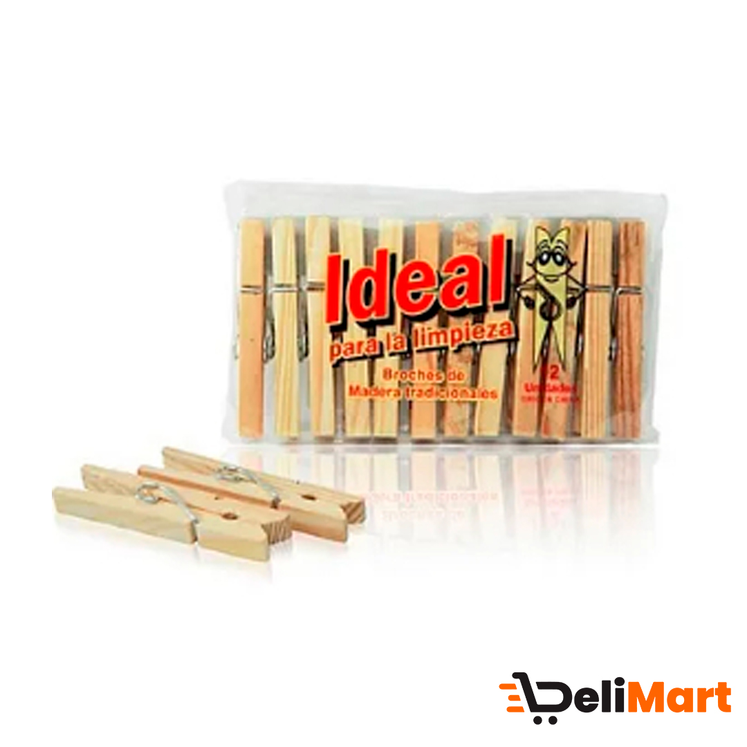 Broche De Madera Ideal 12 Unidades
