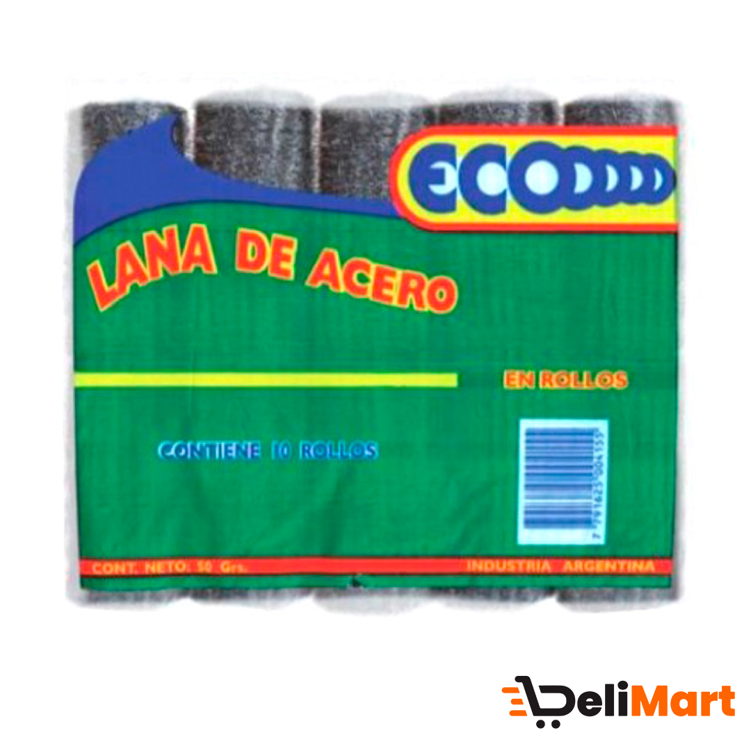 Lana de Acero En Rollito Eco 10 Unidades