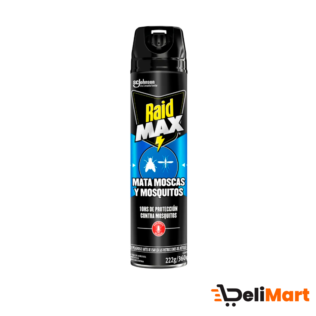 Raid Max Mata Moscas y Mosquitos 10 Horas de Proteccion 222 Gr