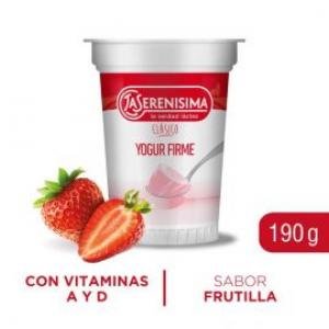 * Yogur Firme Clásico Frutilla La Serenisima 190 G