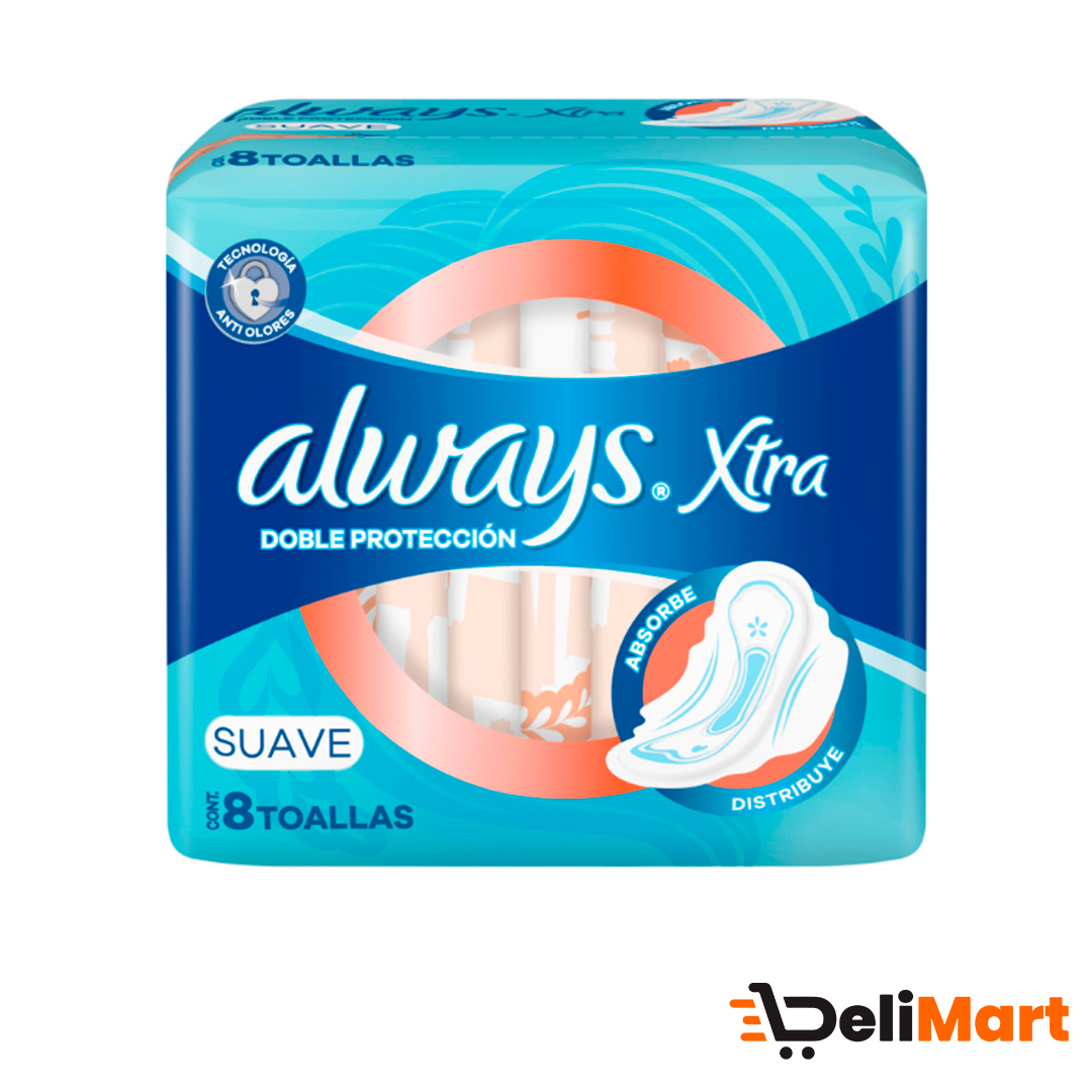 Toallitas Femeninas Always Xtra Doble Proteccion Suave 8U