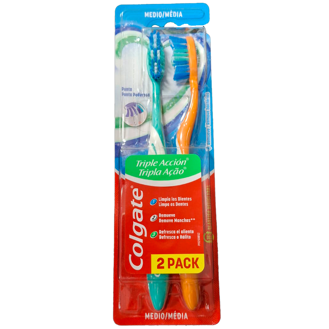 Cepillo Dental Triple Accion Colgate 2x1 - Medio