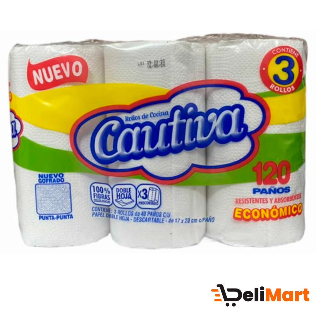 Rollo De Cocina Cautiva 3 x 40 paños