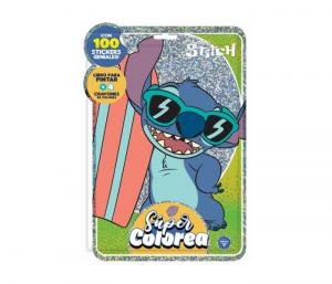 FLOW PACK SUPER COLOREA STITCH 100 STICKER + 4 CRAYONES