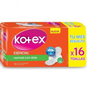 Toallitas Femeninas Kotex Esencial x 16 Unidades