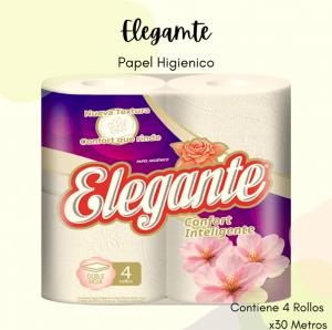 Papel Higienico Doble Hoja Elegante 4 Rollos x 30 m Confort Inteligente