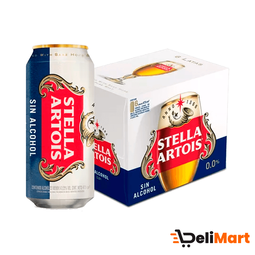 Cerveza Rubia Stella Artois Sin Alcohol 473 Ml Pack x 6 -