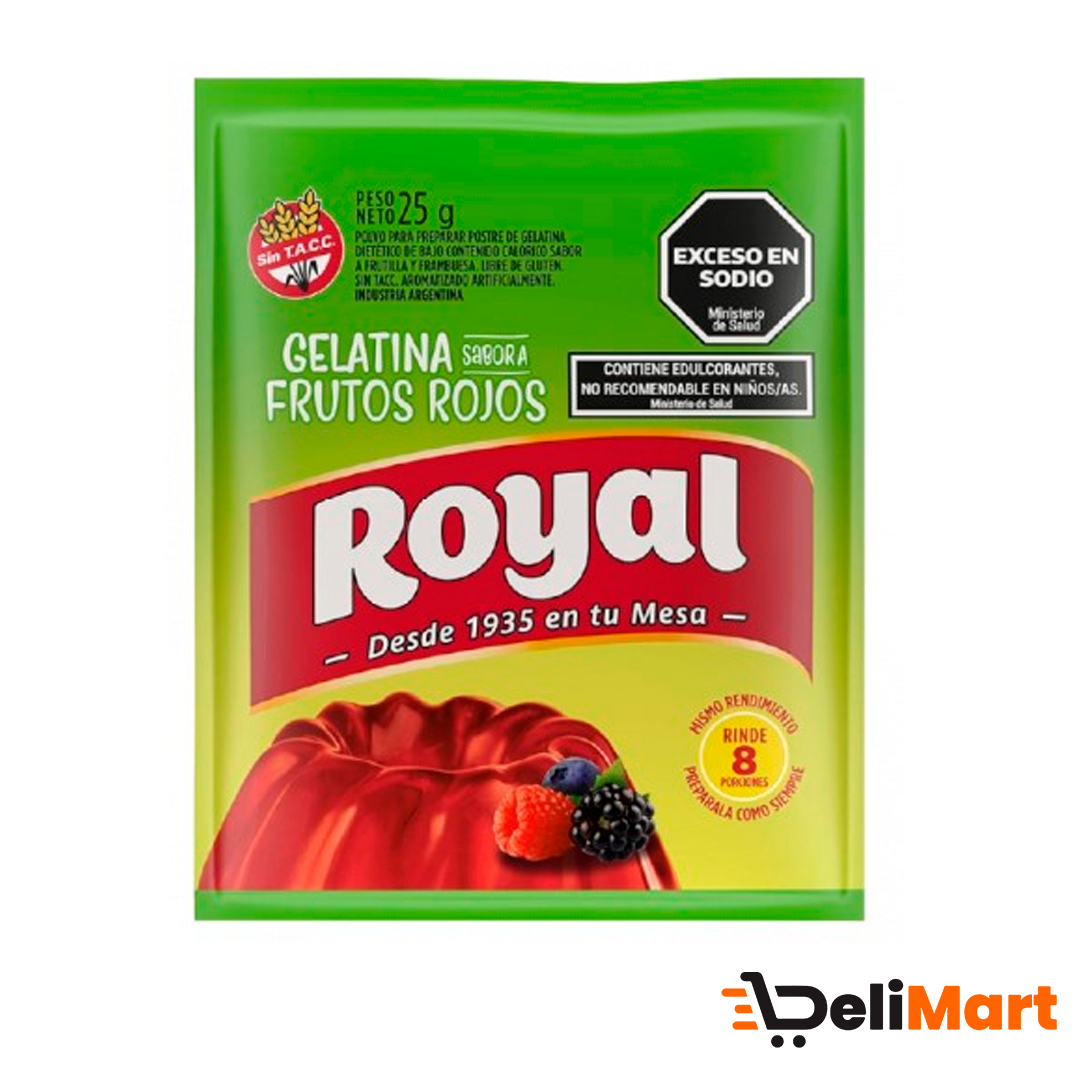Gelatina Royal Frutos Rojos Sin Azucar 25 Gr