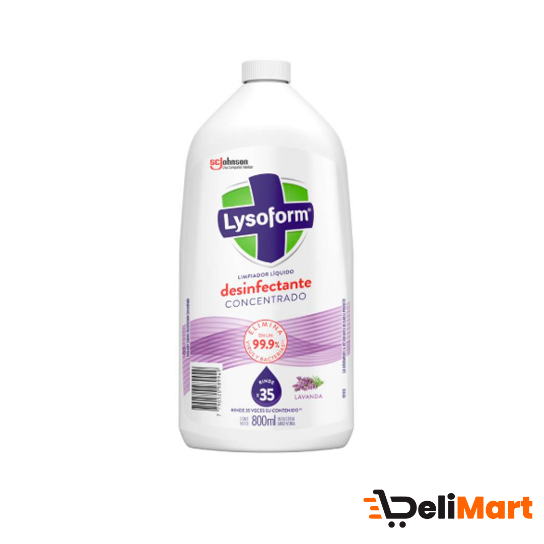 Limpiador Liquido Desinfectante Concentrado Lysoform Lavanda 800 ml