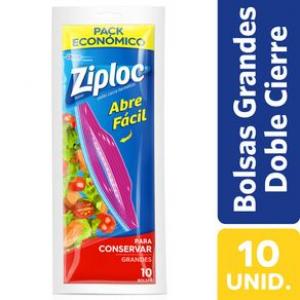 Bolsa Ziploc Conserva Grande 10u (26.8 cm x 27.3 cm)