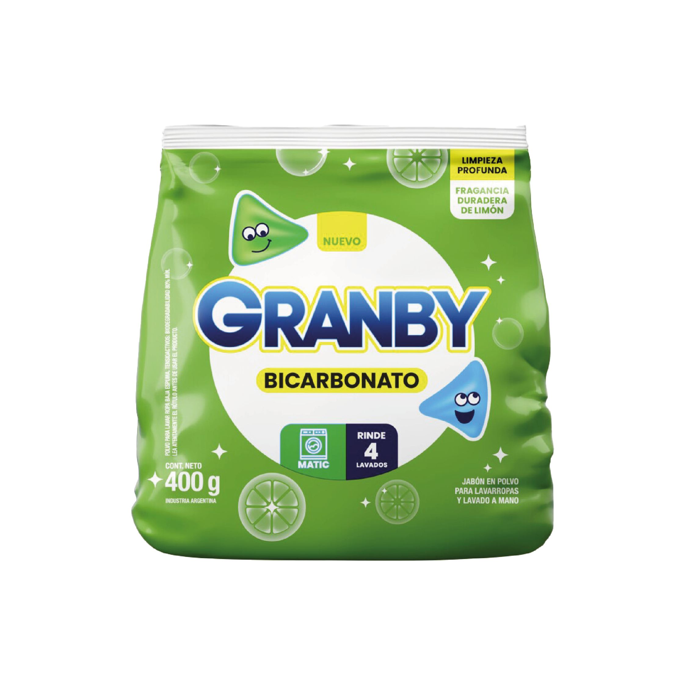 Jabon En Polvo Con Bicarbonato Fragancia Limon Granby 400 Gr