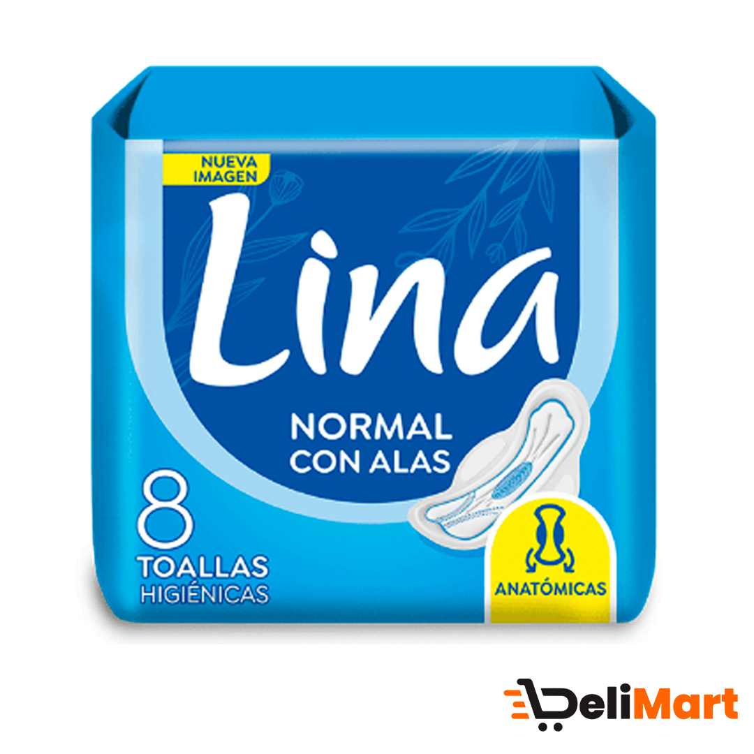 Toallitas Higienicas Lina Normal con Alas 8 Unidades