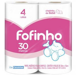 Papel Higienico S/H Fofinho 4X30 Mts Perfume Bebbe