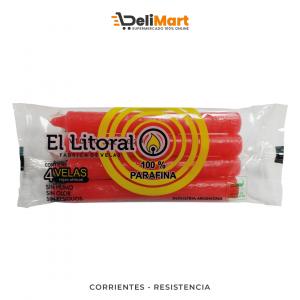 Velas El Litoral Rojas Chicas 4 Unidades 80 G