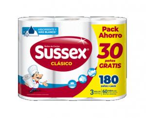 Rollo de cocina Sussex Clasico 3 Rollos x 60 paños